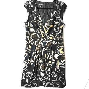 ALYX dress Womens Faux Wrap Sheath Dress Sz 14 Sleeveless Black Tan White NWT